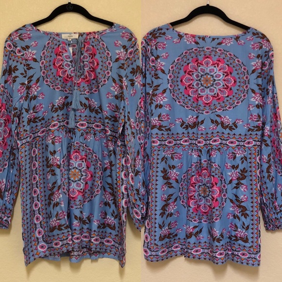 Fun Boho Peasant Blouse in Blue - Picture 6 of 6